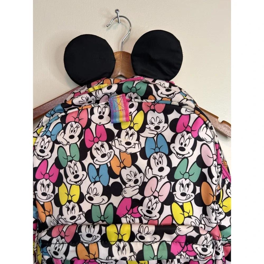Authentic Disney Store Minnie Mouse Girls Pink Backpack 3D Ears Utility Pockets